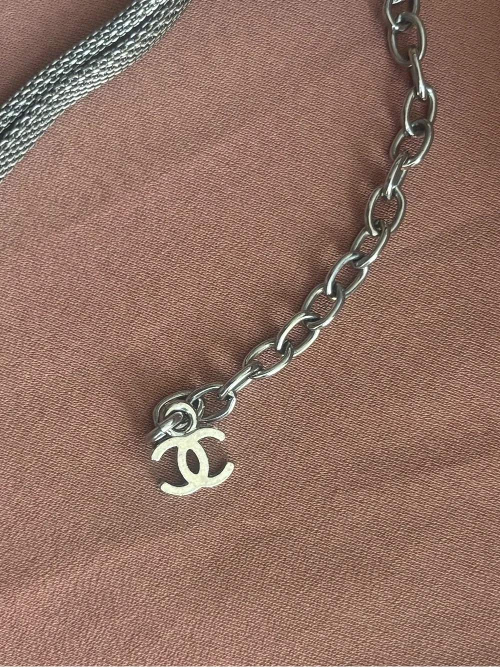 Authentic Vintage 1998 Chanel Silver Mesh logo Choker